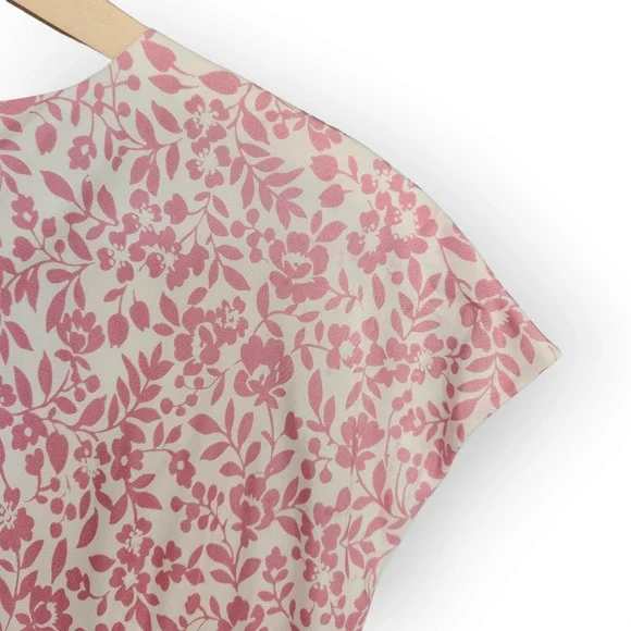 Y2K Isabella Bird White & Pink Floral V Neck Silk Midi Dress M - Picture 14 of 15